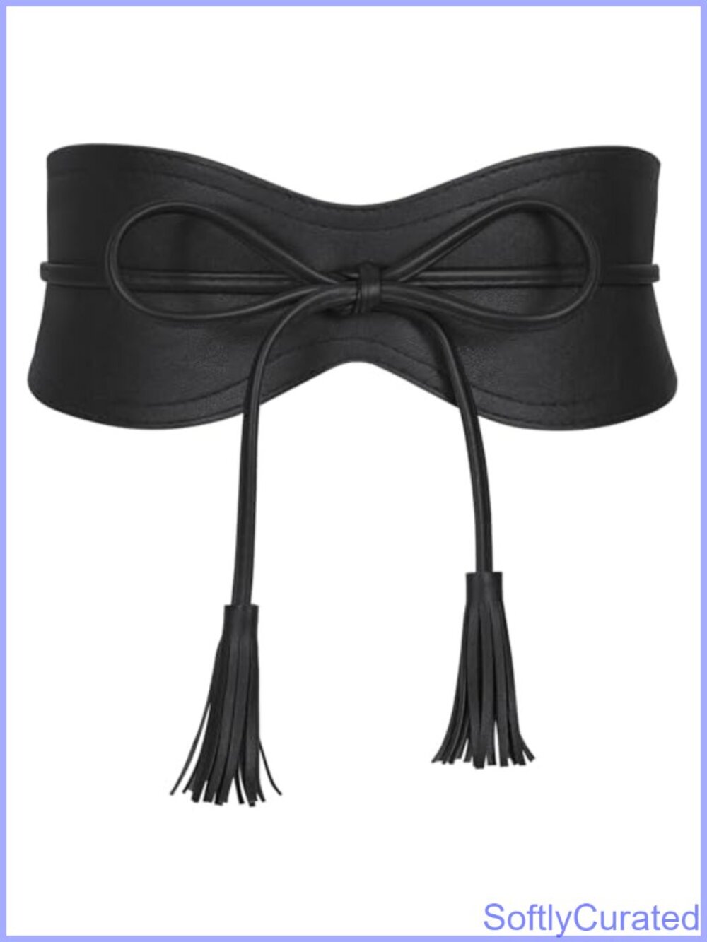 Wide Obi Belt Faux Leather Tassel Tie Waist Cincher for Dresses